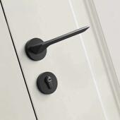 美黑色门锁门ZNU磁吸音室静内木把手房门锁家用卧室分体门式 锁