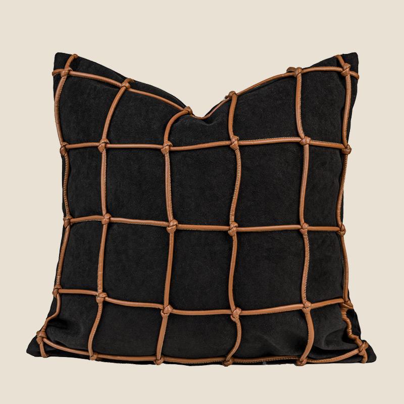 棉麻橘咖色理抱枕高档民宿酒店样板肌房客厅沙发方SSL侘枕腰枕搭