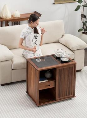 柜胡桃茶水可移动泡茶台DBQ实茶几茶台烧木水壶一木体茶水车煮茶