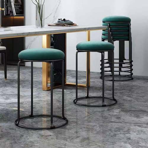 钢筋圆凳子家网红小凳子可耐用圆放凳北欧BBH餐桌凳现代用简约叠