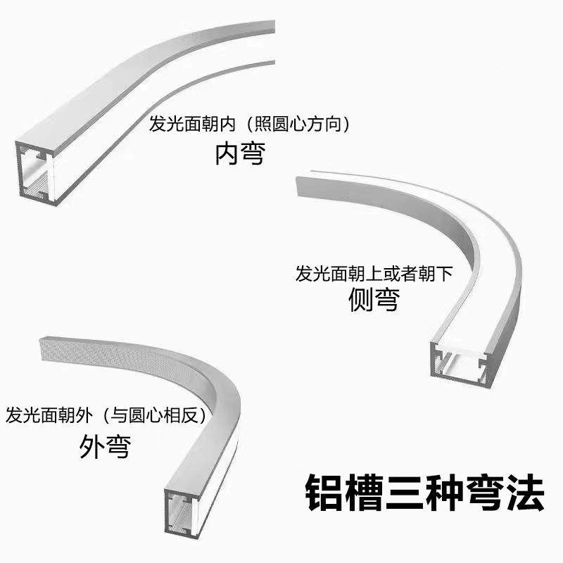 定制形弧线条灯内弯式铝型材嵌入圆弧灯槽家装业异形折弯花边线商