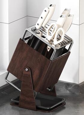 厨房面旋刀架多功能刀具沥水F99TT9JM收纳架用不锈钢一体家台刀座