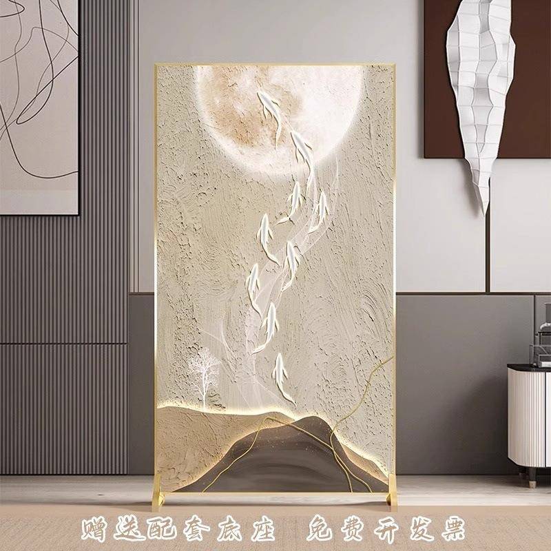 简现约代轻奢铝合金客遮挡移屏风隔断墙酒店入户BP02玄动关实木厅