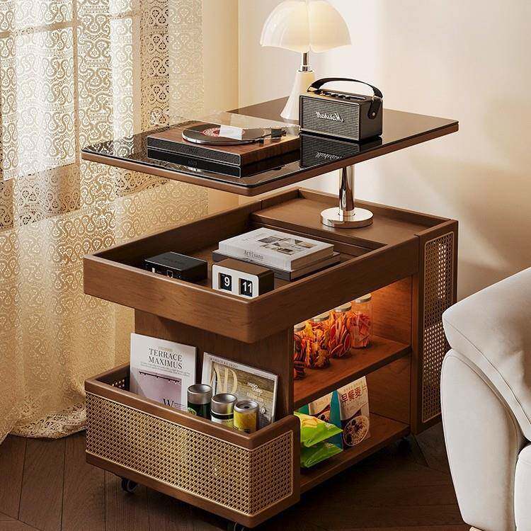 实木可移动边几中巴士升降几家用客WIY厅车沙发茶边柜子古风小推