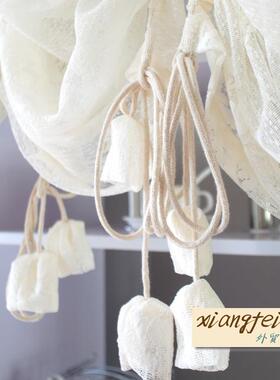 V半14745O帘田园蕾杆丝小半帘穿帘波浪提拉帘阳台帘窗帘窗纱气球