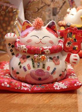6寸招财猫储蓄罐工发财猫摆瓷件家居装饰存86560、8钱罐陶财招猫