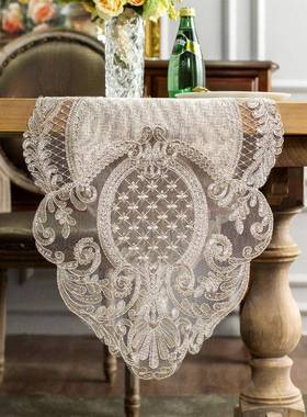 桌柜旗北欧轻奢茶旗蕾丝餐几桌垫装TS83518M饰布条长桌巾欧式鞋柜