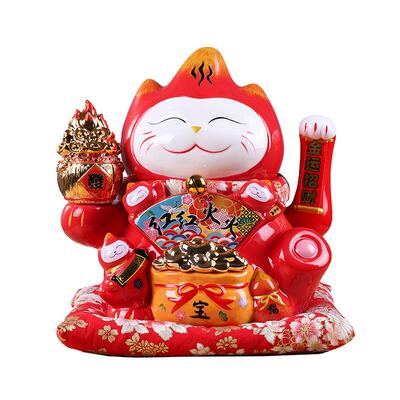招财AL-62134猫电动摇手摆件开厅业送礼大号瓷陶客收银台店铺家居