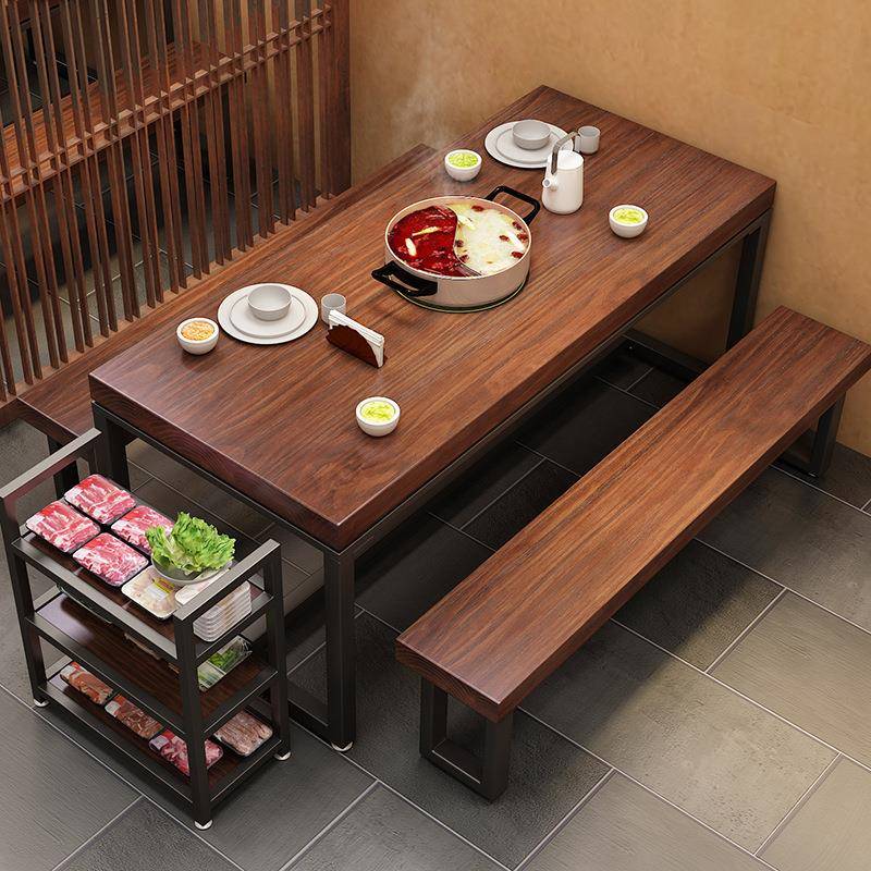 美式工业风实餐桌椅木组合火锅店艺烤肉桌复古MGC21101饭长方形吃
