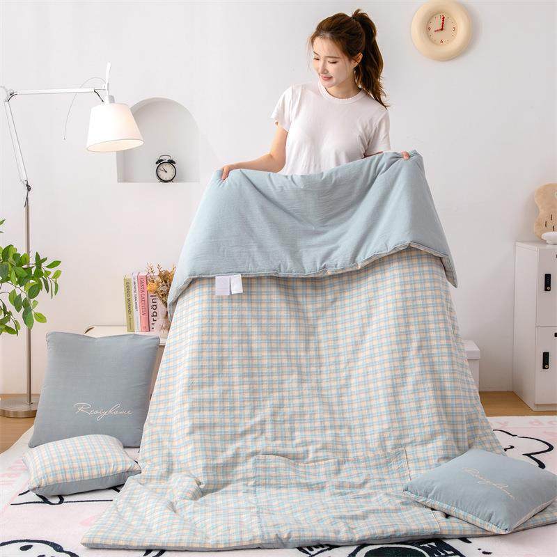 新款A类垫全棉格子约两用办公车载休沙发靠口袋JL抱枕被二简合午,居家布艺,抱枕被,淘宝优惠券,粉丝福利购,淘宝优惠卷