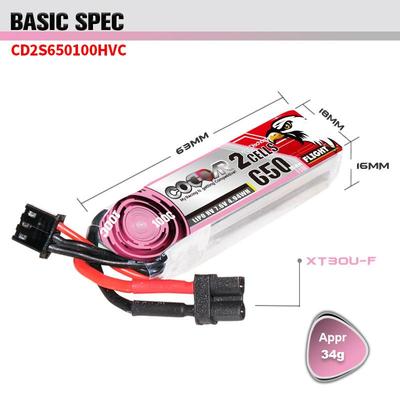 鹰氪CODDAR650AH12S7.6V100CHVM高倍233率P6室内无刷锂电池LIPO