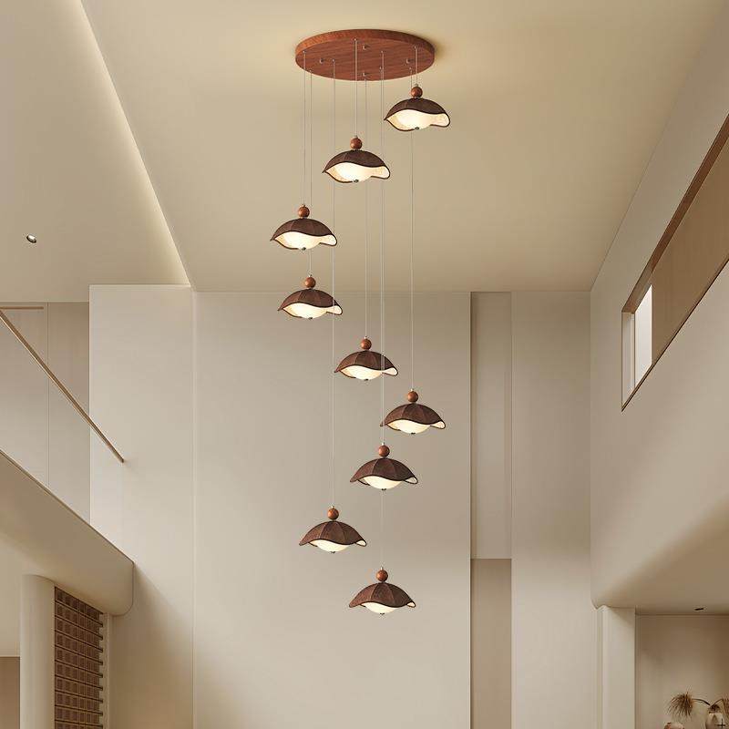 宋式美学中楼间吊347灯式别墅挑空楼梯吊灯复式旋转楼梯梯灯复古