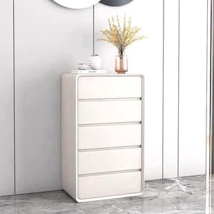 极柜简风风新 斗收纳柜 奶油轻奢实木超纤皮CVF卧室厅 客无需安装