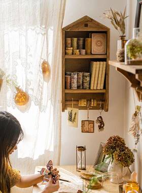 8V木天然旧壁柜格造型客厅子壁橱置物架收纳柜装饰架WJ28026儿吊