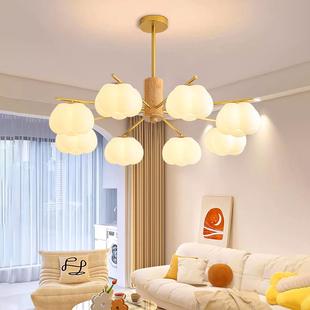 吊灯室客79371厅灯油风原木现代简约大奶气主中灯棉花卧房间灯山