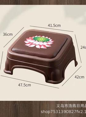 新拜方凳莲6234品花拜佛跪拜塑料神禅修跪蒲团打坐收纳凳中式复古