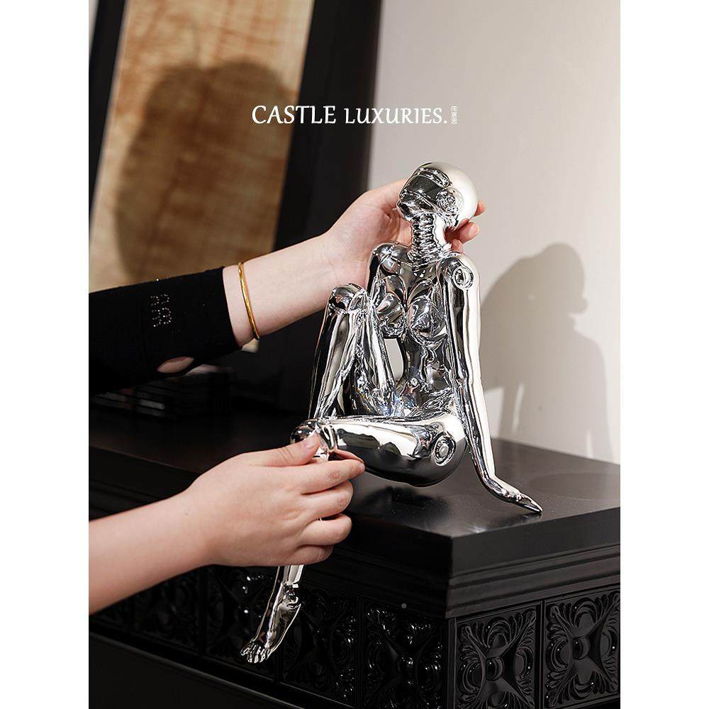 意思 山基件机械女神高级感摆玄关空艺术霸王龙雕塑客厅轻侘奢家