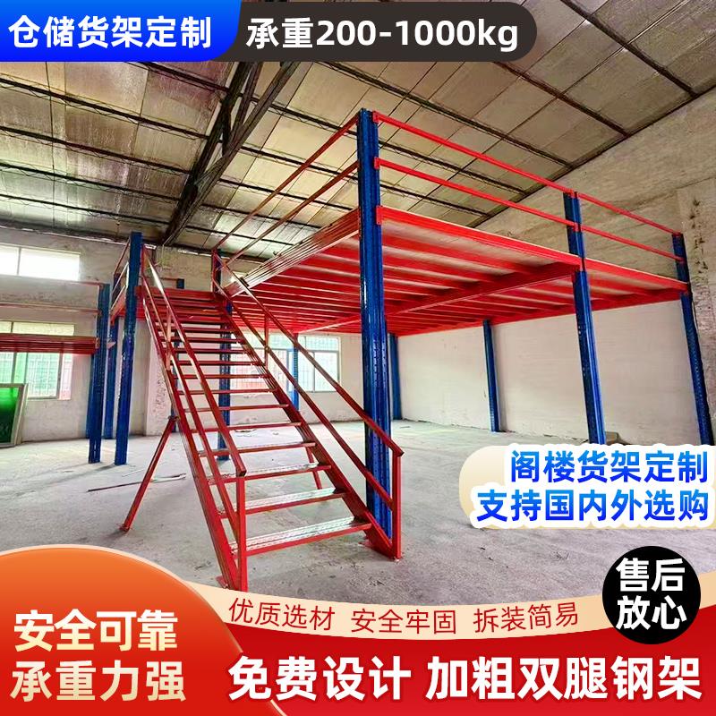可拆卸重型阁楼平台架搭内建室仓库间PVK车二层钢结构工字货钢平