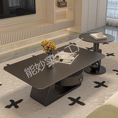 轻奢极简意式岩板茶长QMV方形创组合客厅家用几小户型现代简约意