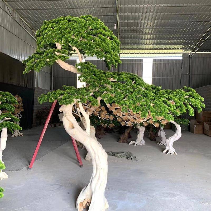 仿真迎客松人松大BPI假树型玻璃钢松树假室外造景美松树装饰罗汉
