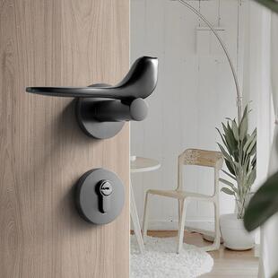 金音色小鸟门锁室卧室F15-L06家用房白色门锁内门把静手两件式磁