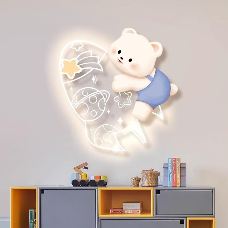 卡通儿童CDS房女装画月发亮光壁饰灯壁画创意可爱男孩孩卧室床头