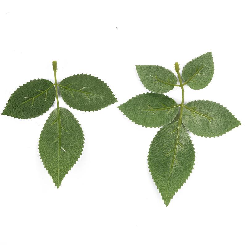 叶子玫插瑰花叶片配003件厂家直销人造丝网布玫瑰仿真植物花料假