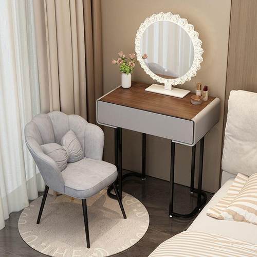卧室实梳妆台简易床头化妆桌现代简木型约113小户化妆台收纳桌柜