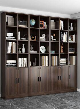 2025网新款XNH书柜落地式柜层房间文件置物一体靠墙书多架红收纳