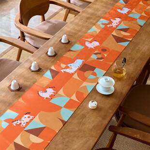 爱奇FEZ葩唐马裘桌旗轻奢高端茶茶茶几旗马轻年装饰茶桌垫席布桌