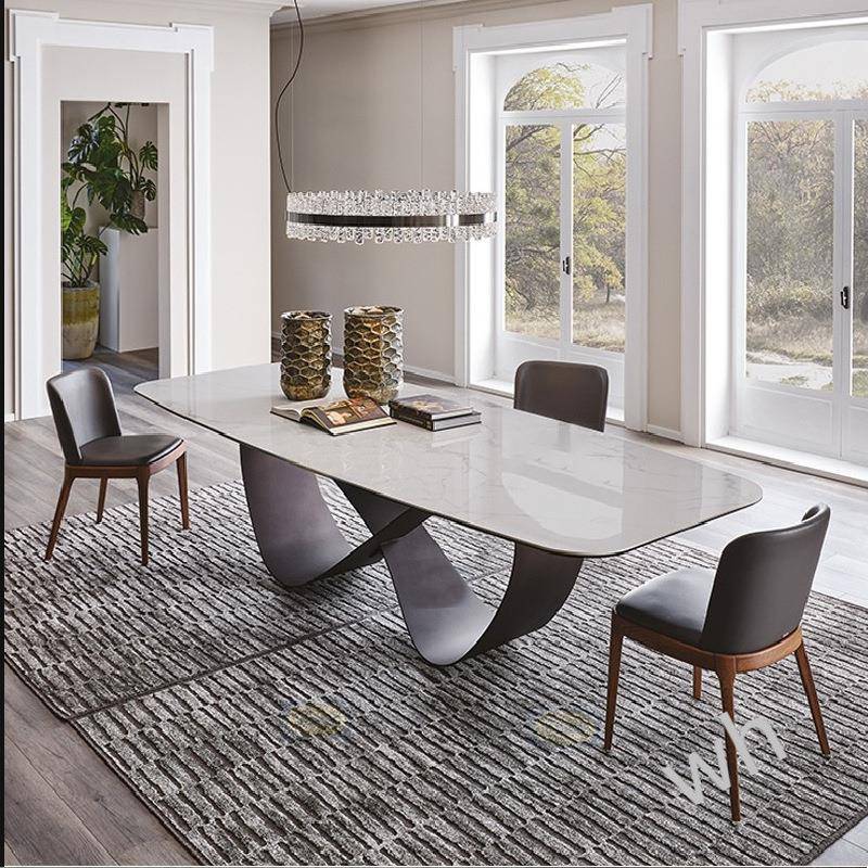 FS1意光式极简方超长亮约岩板餐桌9916椅轻奢现代简设计师长形桌
