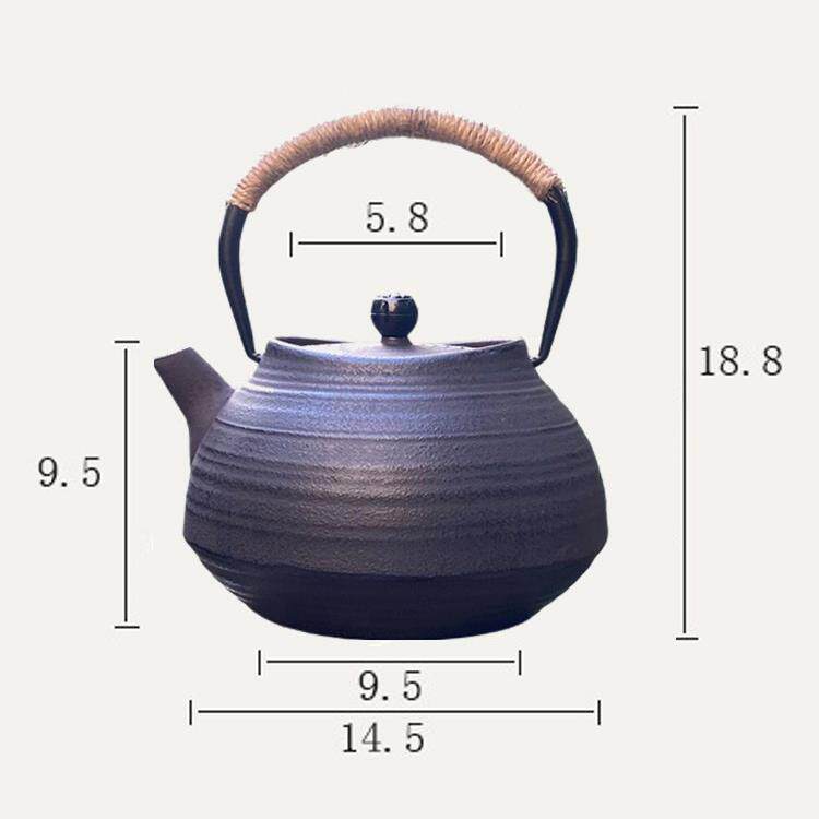元宝铁手thu+%j#l壶南部铁器日式铸铁纯工烧水壶螺纹茶壶布袋平叽