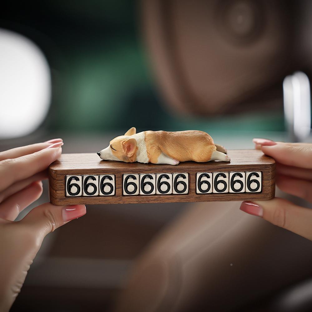 临时汽车车牌卡挪车停车电话号52482码牌摆件创意内装车饰胡包移