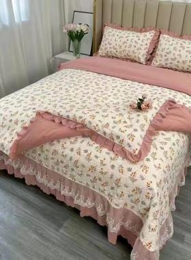 件A类母婴套件级提花小竺棉双层RLW纱四套单床盖三件套被四套四季