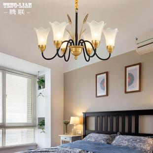 吊客餐厅吊灯美式 楼大厅书房楼 吊大气卧室房06551厅间全铜灯复式