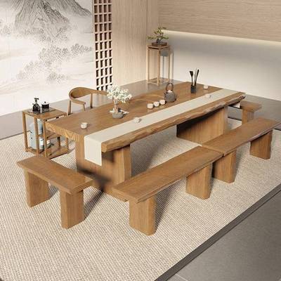 大新中售TDY式实木板茶桌办公室茶台茶楼茶室泡桌茶椅组合楼部接