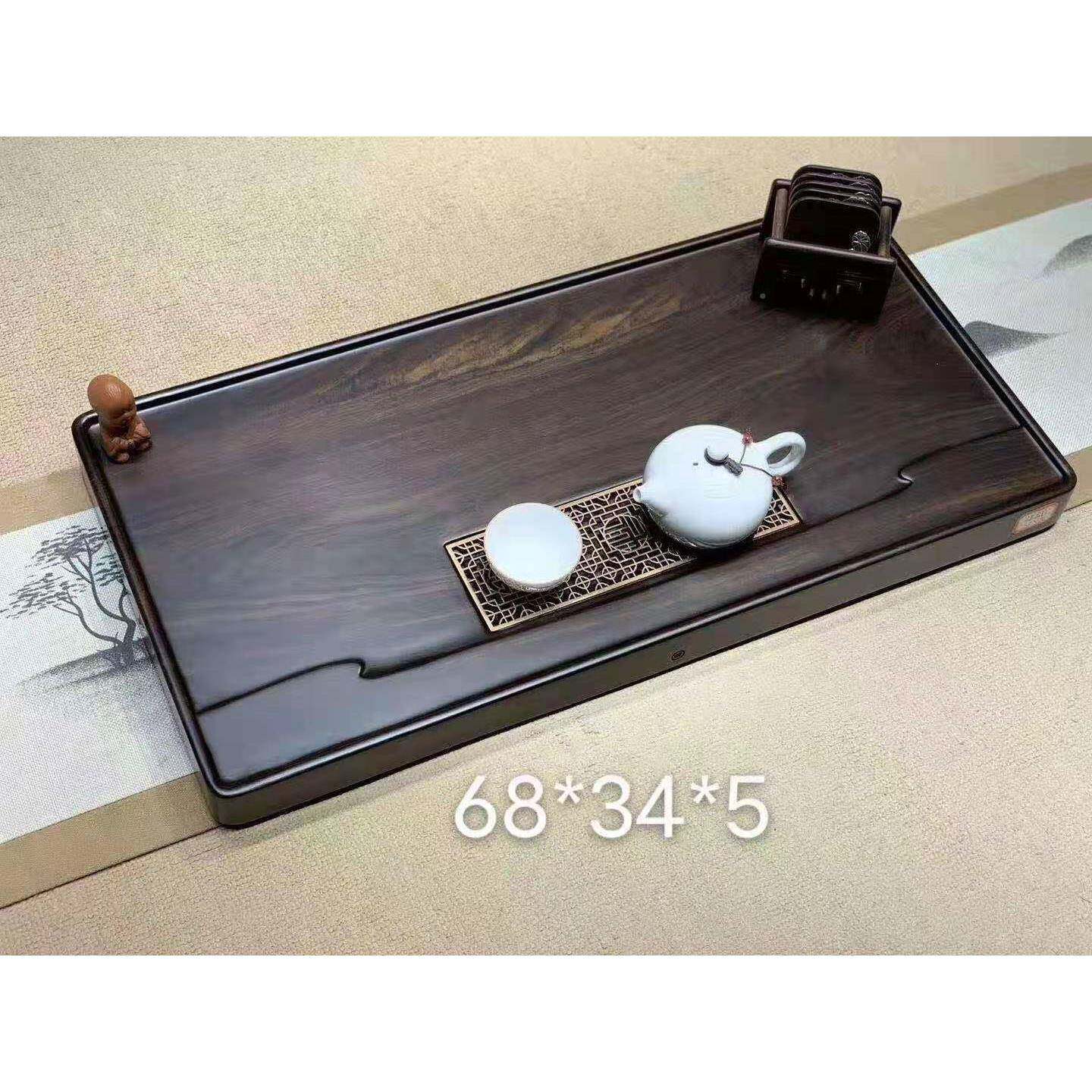 黑檀木镶嵌铜片茶盘高档整块实木XZS01原木公客厅号约大办简茶海