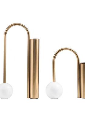 ECU现代大奢金属圆球理轻石花器花筒艺摆设家居客厅电视柜餐桌花