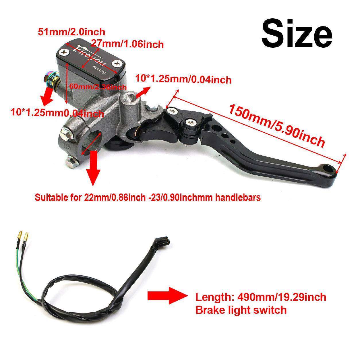摩托车NC刹车上泵压液制动BrakePum改装用配件22mCm车把通踏板车