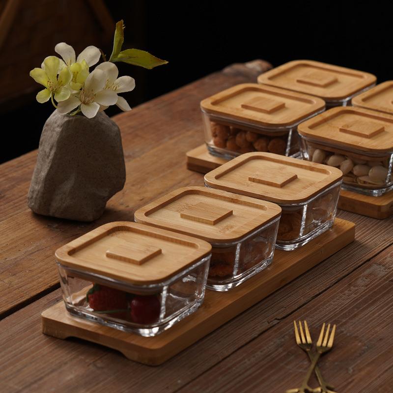 茶几零水果瓜子点干心食CDT摆放方形分格盘带盖密防潮封坚果盘盒