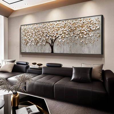 发财树客床厅沙发背景墙装HLT-257饰2卧画大气轻奢高级025新款画