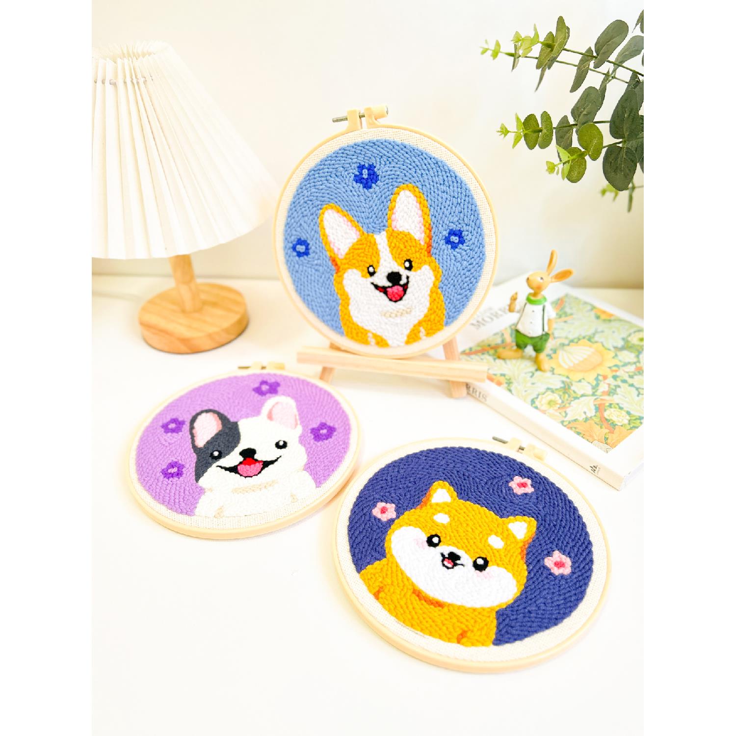 戳戳绣d2023802iy手刺绣材料卡通包狗狗装饰画工线绣儿童学毛生初