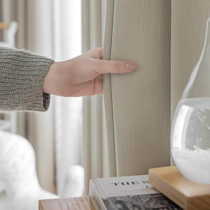 奶油丝绒窗帘23937成品雪尼尔轻奢室现代约绍兴柯桥全遮光简客卧