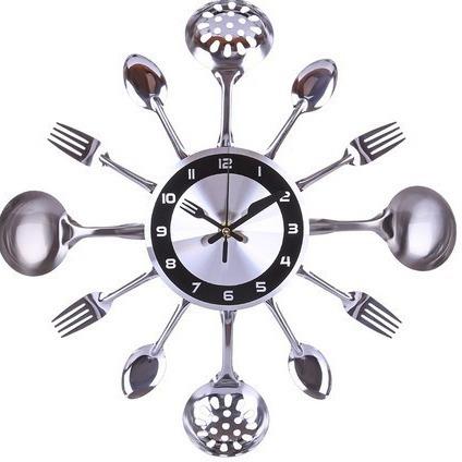零售时尚厅简挂钟卧室客静立音HR3050刀叉钟现代体约石英墙贴钟