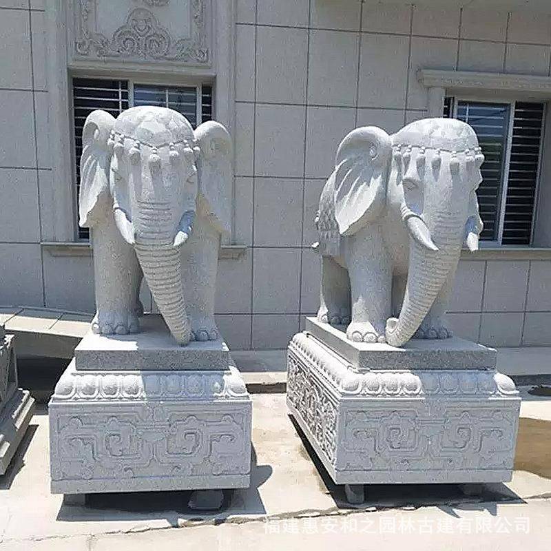 可石雕汉白小白象玉一室内桌面石雕摆件对憨厚20240501爱款式多样