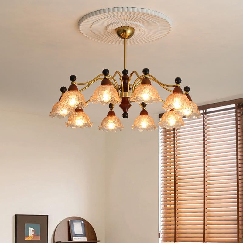 法式古客厅吊灯南洋风美式复古66485桃古色实木卧室餐胡厅房间复