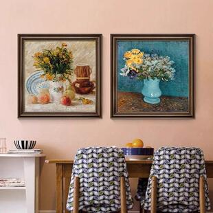 入餐户玄关手绘油画高gaHTVXLK 画莫奈桌挂饰画欧式 餐梵高美式 厅装