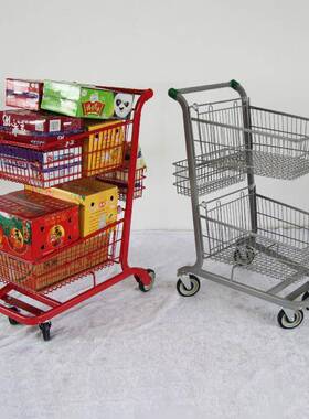 商场理货15928业推车超市三篮购车物车家用买菜双层成手推物推人