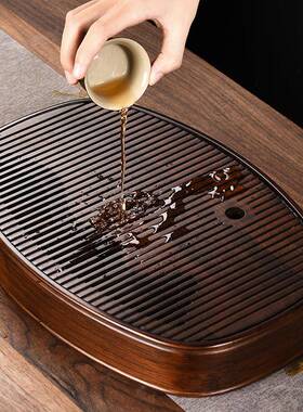 2025新款办茶盘家小型茶台用茶托盘沥储水茶具圆形公室NLQ实竹木