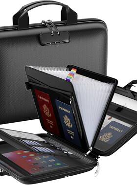 E公A壳风SJGJ055琴式V文件包小款多层透明插袋硬办文具收纳整理包